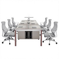 Bureau de personnel moderne et simple en PVC, combinaison créative table-chaise 24 places avec boîte de rangement pour câbles