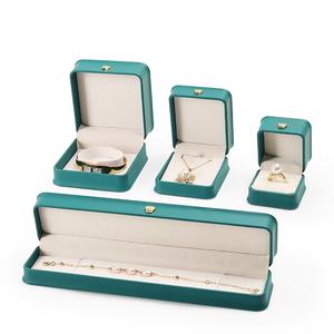 Caja de anillo de cuero Pu, cajas de anillo de propuesta de pareja para <span class=keywords><strong>compromiso</strong></span>, boda, caja de embalaje de regalo de almacenamiento cuadrado geométrico Simple - Product Image 3