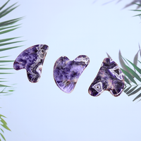 Outil de massage Gua Sha en quartz améthyste violet clair avec logo personnalisé, marque privée, OEM, pierre naturelle certifiée, musical