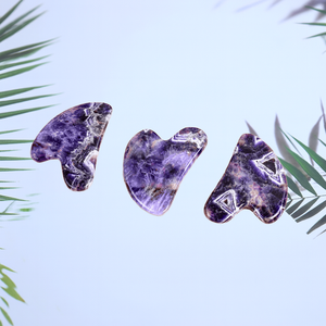 Outil <span class=keywords><strong>de</strong></span> massage Gua Sha en quartz améthyste violet clair avec logo personnalisé, marque privée, OEM, <span class=keywords><strong>pierre</strong></span> naturelle certifiée, musical - Product Image 2