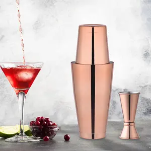 Sáng Tạo Nhà Máy Tùy Chỉnh Màu Trọng Boston Rose Gold Thép Không Gỉ Cocktail Shaker Bar Kit Set Cho Uống Pha Trộn