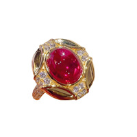 Bague en argent 925 plaqué or, diamant corindon haute teneur en carbone, pierre précieuse romantique pour mariage, fête, Hongbao K, jaune, rouge sang de pigeon, unisexe