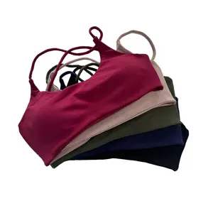 Soutien-gorge <span class=keywords><strong>dos</strong></span> croisé pour femmes, soutien-gorge de yoga sans couture, soutien-gorge de sport à maintien moyen, haut de sport rembourré extensible, haut de sport - Product Image 4
