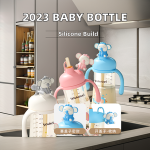 2023 Promotion biberon sucette commutable 180ml/240ml/300ml capacité PP + mamelons en Silicone imprimé motif verre 0-12 mois - Product Image 3