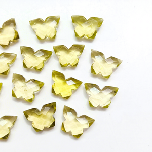 Pierre précieuse naturelle en quartz citron sculptée en forme de papillon, 14 mm, cristal briolette sculpté à la main pour la fabrication de bijoux, prix de gros, approvisionnement en vrac - Product Image 1