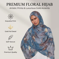 Hijab Châle Premium pour Femme Musulmane 2026 Merrachi – Écharpe Hijab Extensible en Jersey Liquide Imprimé Feuille d'Or