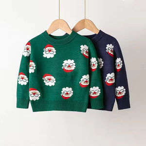Pull pour garçons automne-hiver, design élégant avec motif Père Noël, chaud et tendance pour les fêtes - Product Image 1
