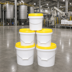 Secchio in Plastica Bianca per Alimenti con Coperchio Giallo e Manico in Metallo, Contenitore in PP Vergine per Conservazione e Imballaggio di Lecitina di Soia e Grassi - Product Image 3