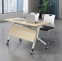 Design de mode Salle de réunion de luxe en bois massif Table de conférence Bureau de formation pliable à rabat pour immeuble de bureaux