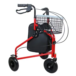 A prezzi accessibili durevole in lega di alluminio Anti-slittamento 3 ruote da esterno facile da usare ausilio per la mobilità cina Rollator con Shopping Bag