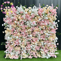 B0820 Décoration d'automne : Rideau mural en tissu avec fleurs artificielles pour mariage, Noël et décorations de saison des fêtes