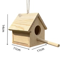Nichoir suspendu en bois massif naturel avec perchoir, résistant aux intempéries, pour jardin, cour, abri pour oiseaux sauvages, décoration