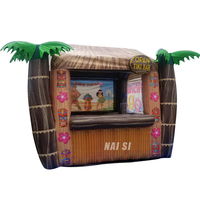 Bar Tiki Gonflable, Cabane Gonflable pour Fêtes au Bord de la Piscine, Tente Pub Gonflable Portable, Stand de Bière, Kiosque à Boissons, Stand Commercial de Snacks