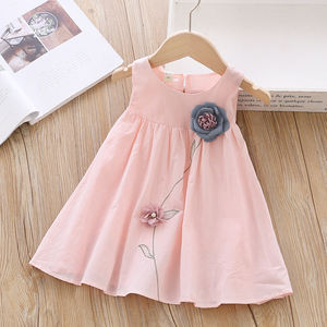Vêtements pour enfants en gros, robe rose coréenne pour filles avec fleurs décoratives pour l'été, provenant d'Ebay - Product Image 3