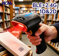 Escáner de Códigos de Barras Inalámbrico WCMI 1D 2D, Lector de Códigos QR con Cable USB, Escáner Portátil de Mano para Almacén