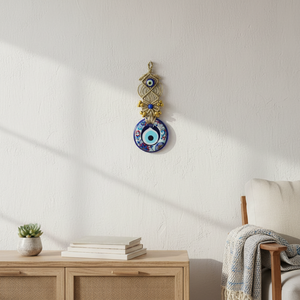 Ornement mural Macramé mauvais œil 7x20cm Design complexe pour un attrait décoratif - Product Image 3