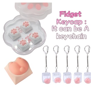 4 Piezas de Teclas de Teclado Mecánico con Diseño de Garra de Gato de Cereza en 3D, Estilo de Dibujos Animados, PBT, OEM, Personalizables, Ajuste Universal, Accesorios para Teclado - Product Image 4