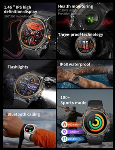 AK81 Men's <b>Smart</b> Watch 1.46" Round LCD with Flashlight Full Touch Waterproof BT Calls Heart Rate Fitness Tracker for Android IOS - Product Image 6