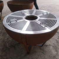 Grill de camping portable en acier corten, barbecue robuste