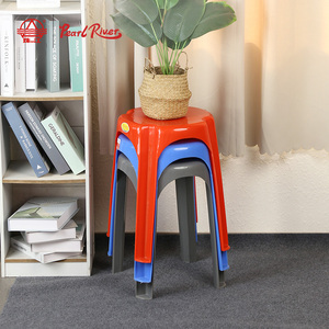 Pearl River Red Tall Round <b>Plastic</b> <b>Stool</b> Minimalist Modern Design Stackable Home Furniture Living Room <b>Stool</b> - Product Image 4