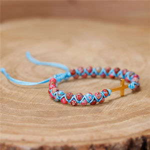 YueTong Oro Croce Braccialetto di Fascino Multi Colore <span class=keywords><strong>Jaspers</strong></span> Borda il Braccialetto Intrecciato Amicizia Braccialetto di Perline Amante Commercio All'ingrosso Dei Monili - Product Image 4