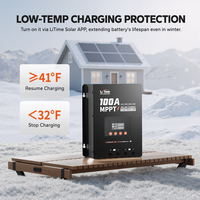 Contrôleur de charge solaire LiTime à efficacité énergétique maximisée 100A MPPT 12V/24V/36V/48V Auto Bluetooth pour batteries au lithium fer phosphate