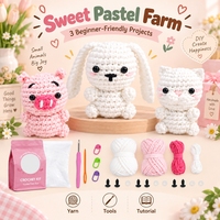 Kit de Crochet Complet pour Débutants : 3 Pièces Amigurumi Lapins au Crochet Couleurs Pastel