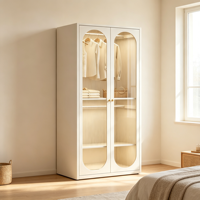 Armoire en acier à double porte de taille moyenne avec portes vitrées cintrées et deux zones de rangement indépendantes