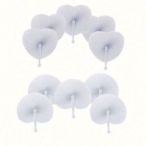 Fairy Blank White Heart Shape Folding Handheld Paper Hand Fans Plastic Handles Customized Colors DIY Painting for - Product Image 6