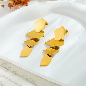Geometric Pendant Earrings Irregular Square Stainless Steel Party Fashion Dangle Earrings E5079 - Product Image 2