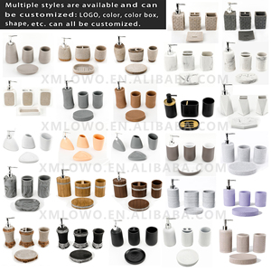 Accessoires ménagers en résine <span class=keywords><strong>effet</strong></span> <span class=keywords><strong>marbre</strong></span>, distributeur de savon pour la cuisine et la salle de bain, flacon de shampoing, pot de gel douche - Product Image 3