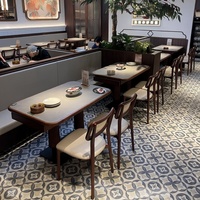 Chaise en bois massif tressée - Écologique et durable - Ensemble table et chaises de restaurant - Style occidental tendance pour cafés et hôtels