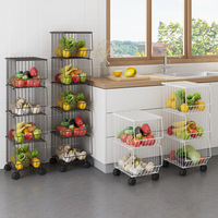 Paniers de rangement multicouches de grande capacité, organisateur de fruits et légumes amovible, chariot, panier de fruits peu encombrant pour la cuisine