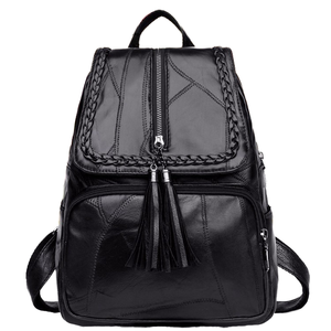 New Schoolbag Student <b>Backpack</b> PU Polyester Women's Korean Style Fashion Anti-theft <b>Waterproof</b> Durable Travel Zipper - Product Image 1