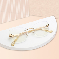 Lunettes de vue sans monture tendance pour femmes, avec logo personnalisé, style œil de chat, anti-lumière bleue, pour ordinateur