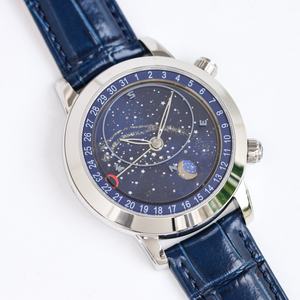 Classic luxurious and elegant blue sapphire crystal dial mechanical watch with starry style design - a luxurious wristwatch - Product Image 1
