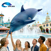 Delfin gonflable géant de 8 m pour spectacle de drones en extérieur, modèle de poisson volant bleu dégradé pour événements publicitaires de grande envergure