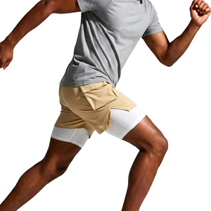 โรงงานผลิตกางเกงขาสั้นผู้ชาย ขายส่ง ออกแบบเองได้ คุณภาพสูง วิ่งได้ น้ำหนักเบา ผ้าตาข่าย โพลีเอสเตอร์ สแปนเด็กซ์ ชุดกีฬากลางแจ้ง - Product Image 2