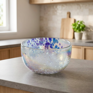 Bol de service en verre artisanal décoratif, motif irrégulier, résistant à la chaleur, haute qualité, Shri Govind International, dessert, salade - Product Image 2