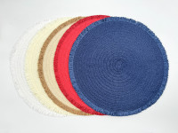 Ensemble de sets de table ronds tissés avec franges en corde de papier multicolores, résistants à la chaleur, antidérapants, lavables, décoration de table pour événements