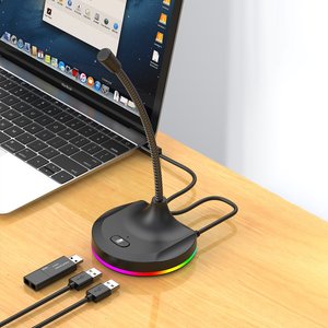 Gavit gk55 RGB Microphone USB condenser cho <span class=keywords><strong>PC</strong></span> chơi Game chế độ tối LED ánh sáng omni-directional Mô hình cực có dây kết nối - Product Image 5