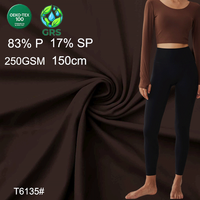 Tissu jersey de yoga certifié GRS 250 GSM, doux comme du beurre, tricoté, 83 % polyester recyclé, 17 % élasthanne, anti-transparence, interlock, pour le sport