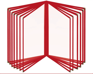 Protège-menu rouge 8,5x14, 14 pages, 28 vues, avec <span class=keywords><strong>d</strong></span>écoration en cuir PU, coins transparents, pour <span class=keywords><strong>restaurant</strong></span> - Product Image 1