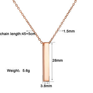 Kalung kustom huruf empat sisi kalung baja tahan karat kalung panjang sederhana dipersonalisasi untuk wanita anak perempuan - Product Image 3