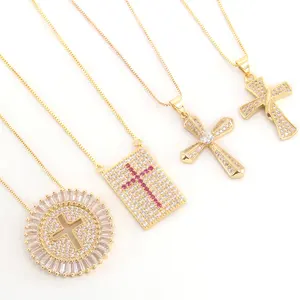 Cz Zirkoon 18K Vergulde Kruis Hanger Ketting Mode Sieraden Ketting Voor Vrouwen Meisjes Mannen Jongens Trendy Feestgeschenken