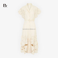 Robe longue maxi florale brodée de luxe, tissée, lavable, personnalisée, de haute qualité, vente en gros, faible MOQ 50 pièces, pour femmes, directement de l'usine