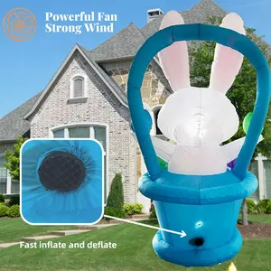 Hot Sale 6FT Easter Decoration Inflatable Easter Bunny With Basket Eggs Build-in LED Lawn Yard Indoor Outdoor