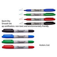 Stylo marqueur fin Sharpie 32000 à deux pointes, encre à séchage rapide, écriture lisse pour bureau, laboratoire, industriel, 4 couleurs