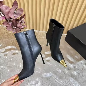 รองเท้าบูทผู้หญิงแบบส้นสูง 7 ซม./9 ซม. แบบมันเงา/ด้าน รุ่นปี 2025 ส้นเข็ม สไตล์ตะวันตก - Product Image 3