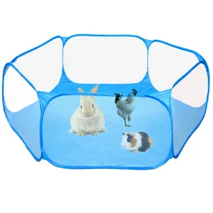 مخصص المحمولة طوي ألياف قفص الحيوانات الأليفة الصغيرة شبكة قفص الحيوانات الأليفة خيمة مع غطاء سحاب